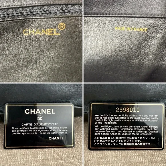 Authentic CHANEL black leather tote bag large gold GG chain straps - Picture 11 of 16